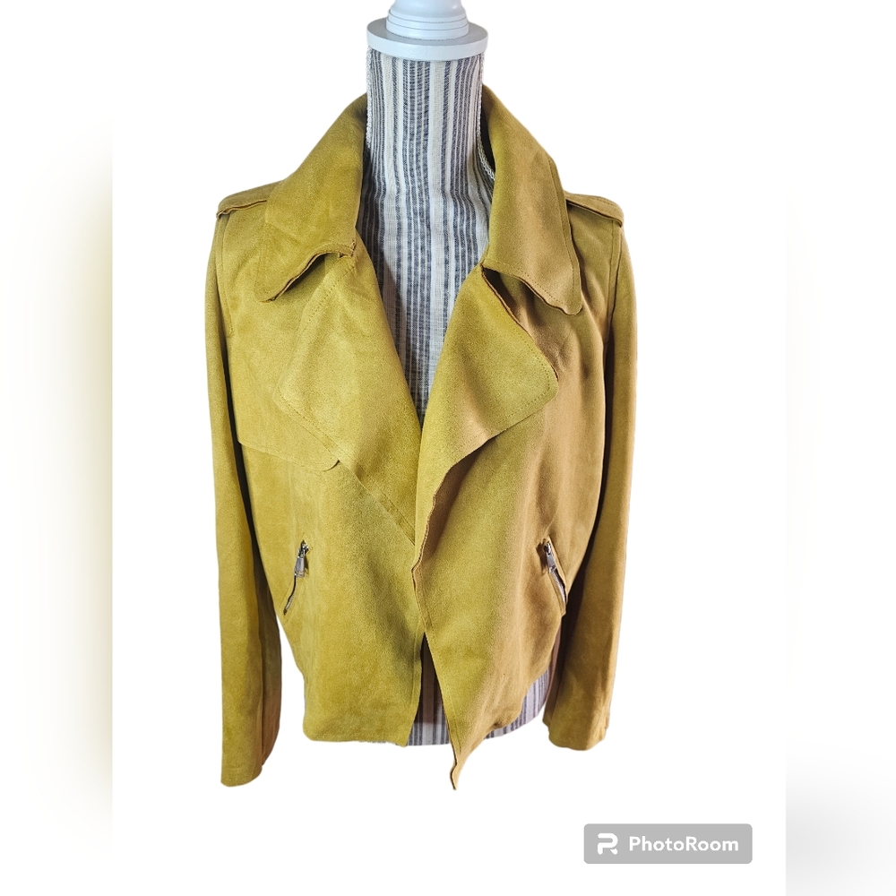 Haute Monde women's mustard colour long-sleeved open front jacket size L